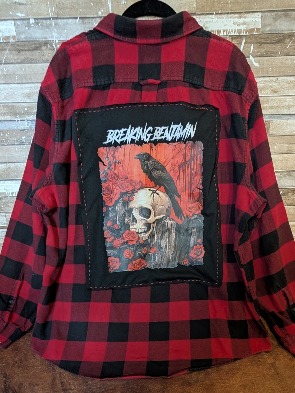 Breaking Benjamin Graphic Upcycled Flannel Shirt